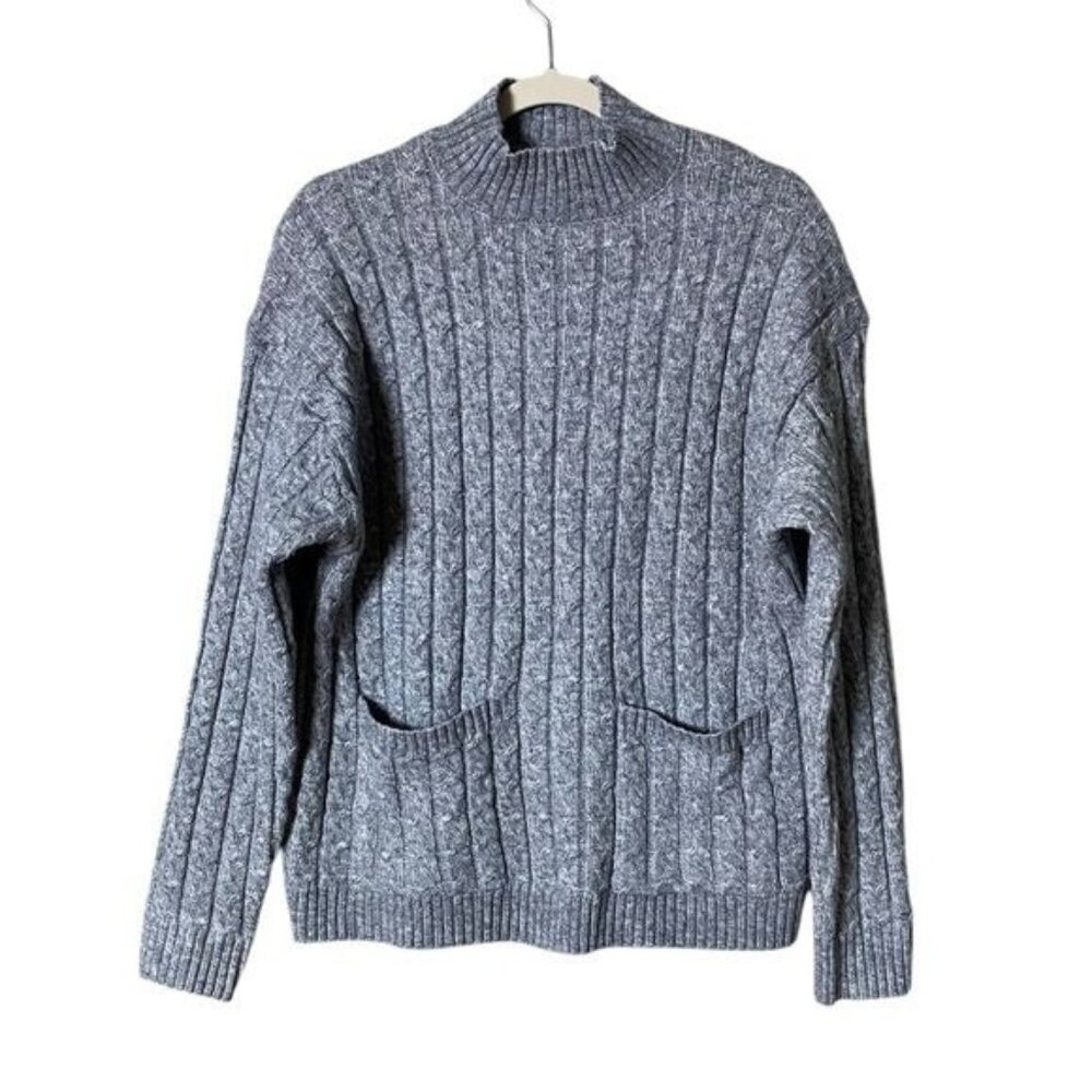 St Johns Bay Chunky Sweater Size Medium Preppy Fisherman Heritage Indie Grey